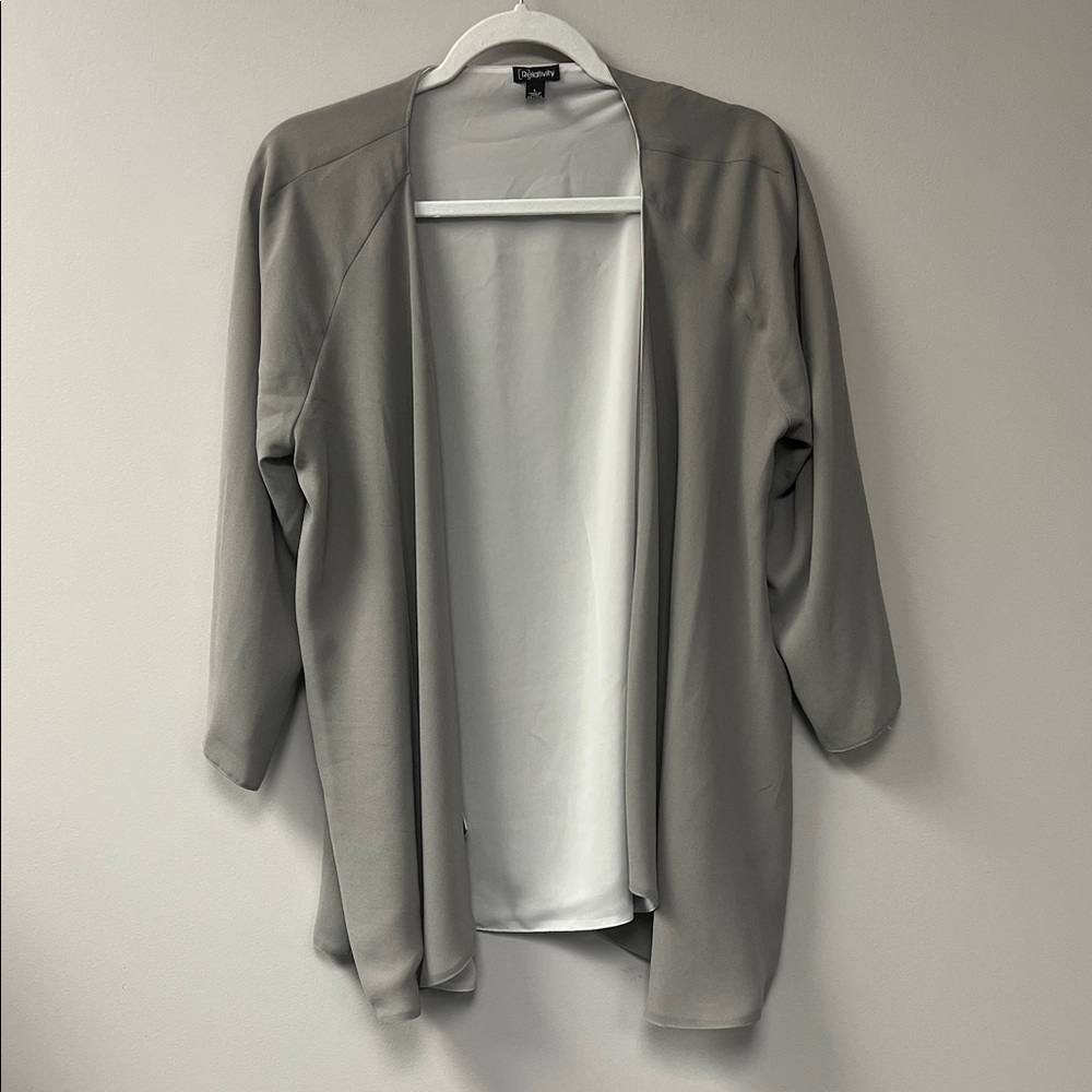 Relativity Light Gray Open-Front Draped Blazer Ja… - image 1